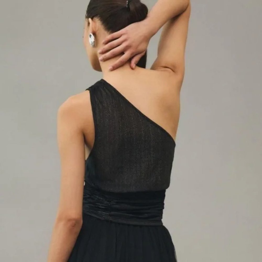 Anthropologie One-Shoulder Sheer Ruched Top - Picture 2 of 3